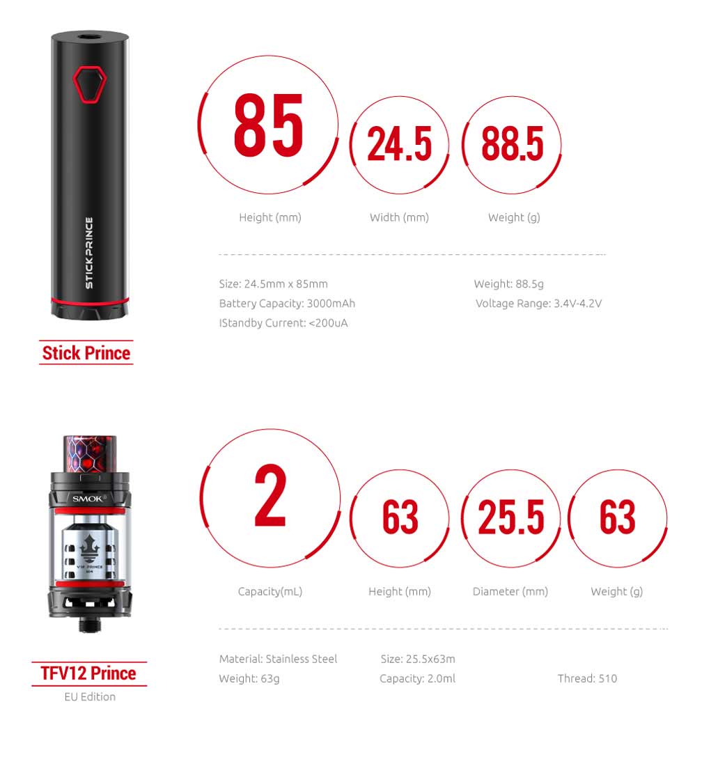 Smok Prince Stick Kit specs